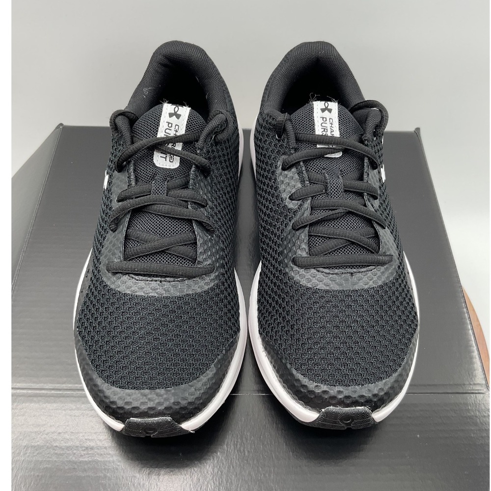 Under Armour Charged Pursuit 2 Womens Running Shoes Black White 3024987-001 6.5Y